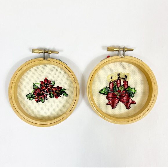 handmade Needlework Embroidery Hoop Frame Christmas Decor Vintage - Picture 2 of 6